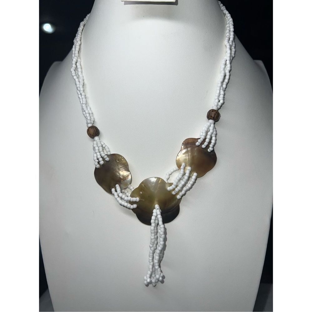 Vintage Abalone and Seed Bead Necklace